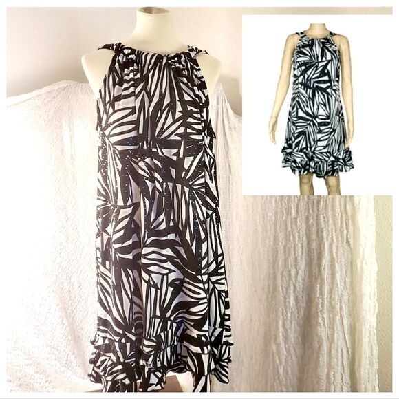 MSK Dresses & Skirts - MSK Black & White Print Party Sequence Dress Size 20W